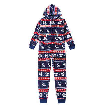 Family Christmas sleepwear, red and white pattern jumpsuits, comfortable for all ages, holiday fun