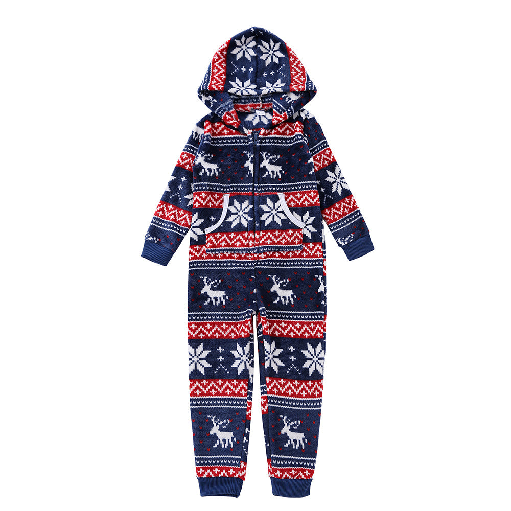 Cozy family holiday jumpsuits, matching pajamas with convenient side pockets, soft and warm fabric