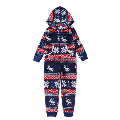 Cozy family holiday jumpsuits, matching pajamas with convenient side pockets, soft and warm fabric