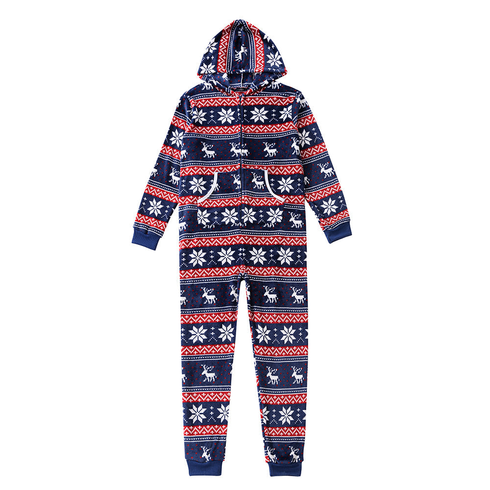 Matching family pajamas, soft long-sleeve jumpsuit with practical pockets, ideal for Christmas morning