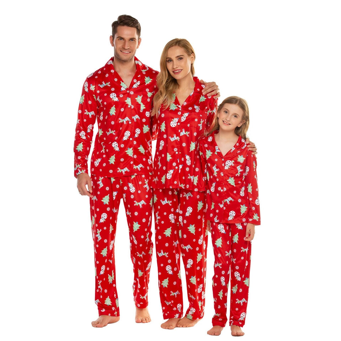 Kids and parents in comfortable matching family pajama sets, perfect for cozy winter nights