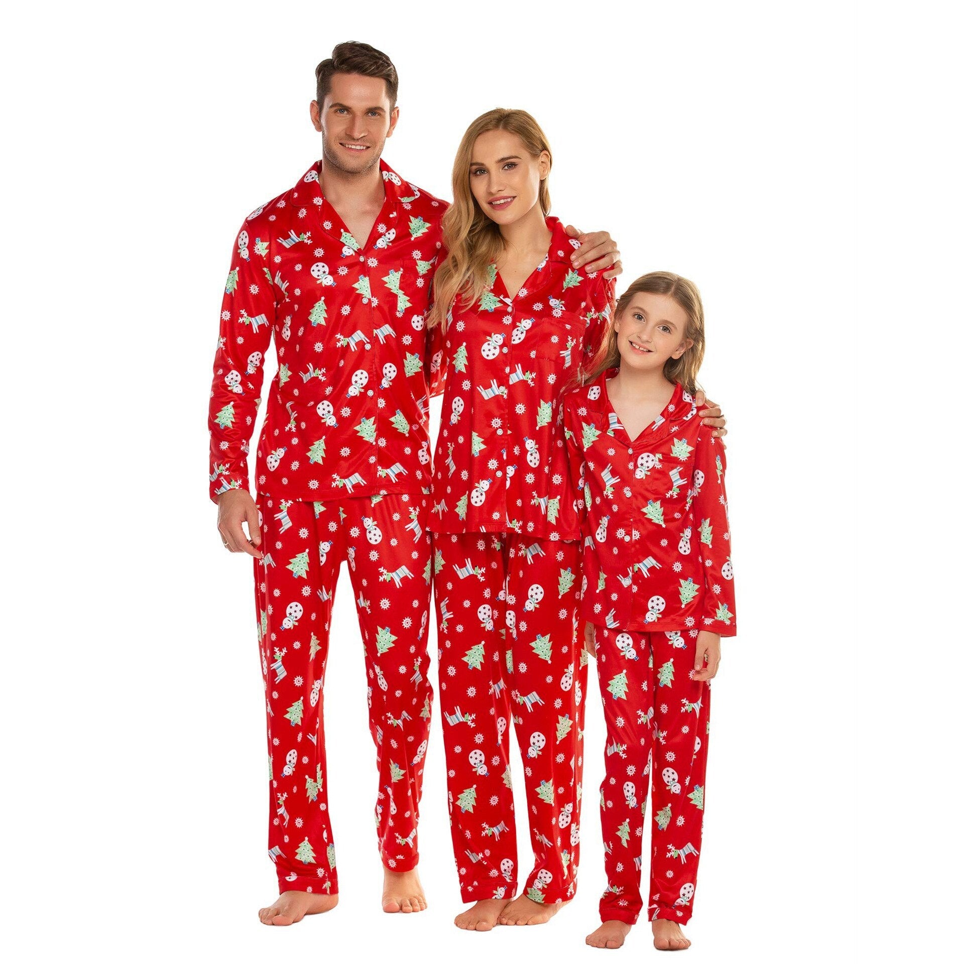 Kids and parents in comfortable matching family pajama sets, perfect for cozy winter nights