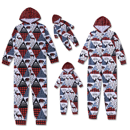 Adult and kid matching red zipper jumpsuit pajamas, perfect family sleepwear for Christmas morning