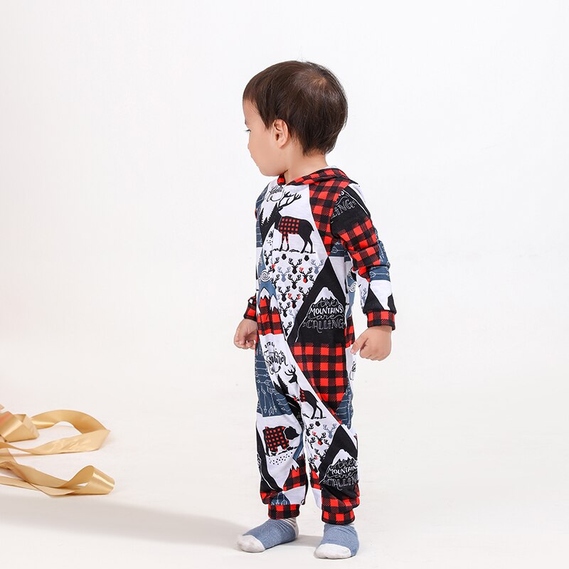 Family matching winter pajamas: infants, kids, and adults in comfortable long sleeve zipper jumpsuits