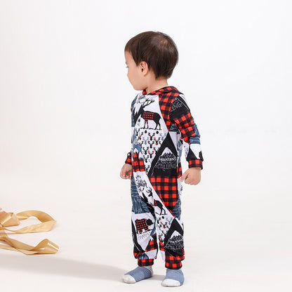 Family matching winter pajamas: infants, kids, and adults in comfortable long sleeve zipper jumpsuits