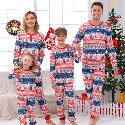Family matching Christmas pajamas set with 'Merry' print, comfortable spandex blend festive sleepwear