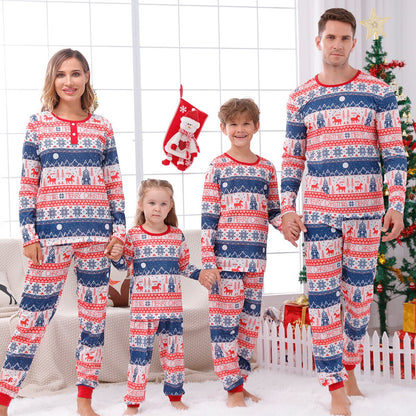 Close-up of family matching Christmas pajamas fabric, showing unique holiday print and spandex blend