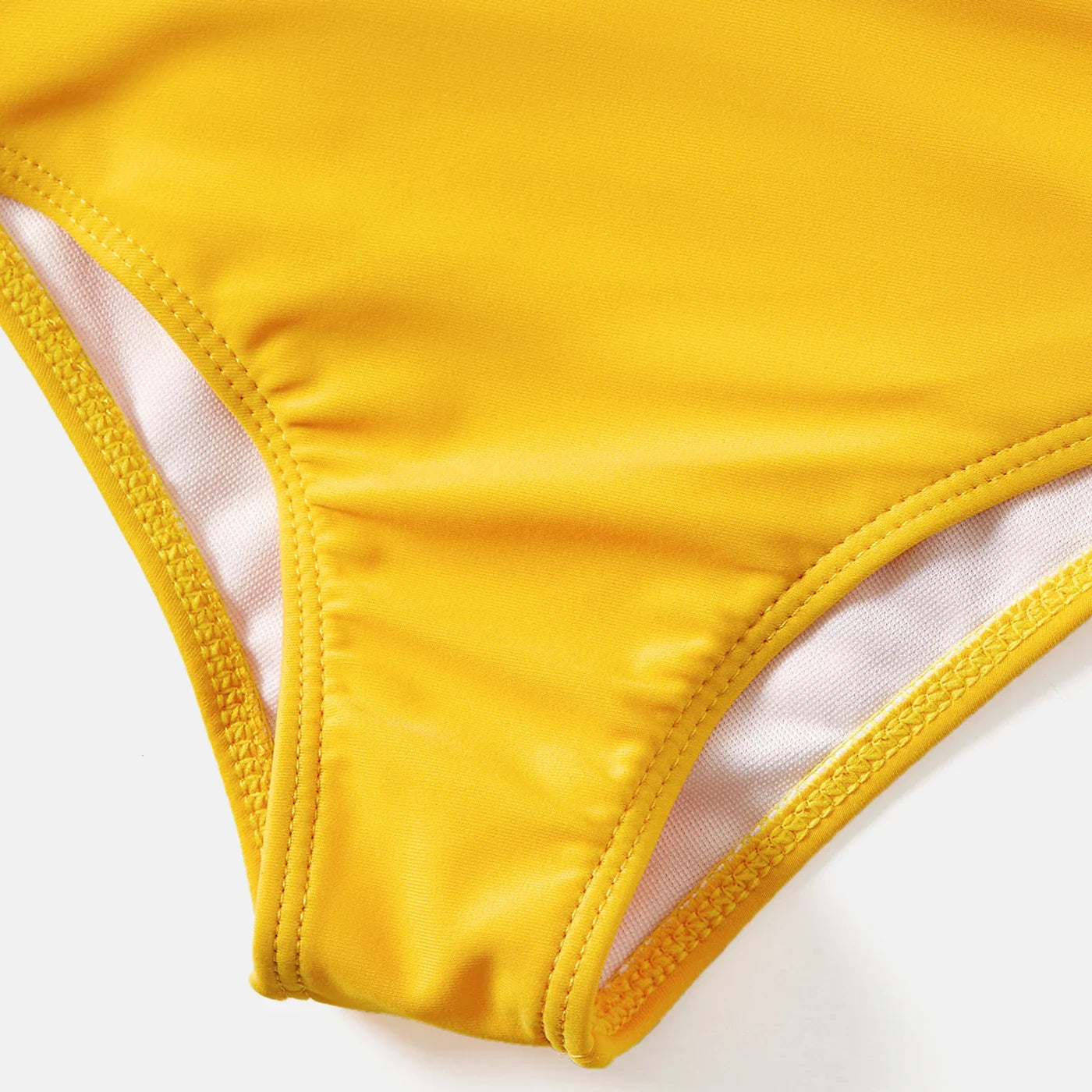 Family matching beachwear: one-shoulder colorblock swimsuit for women/girls & men's swim trunks