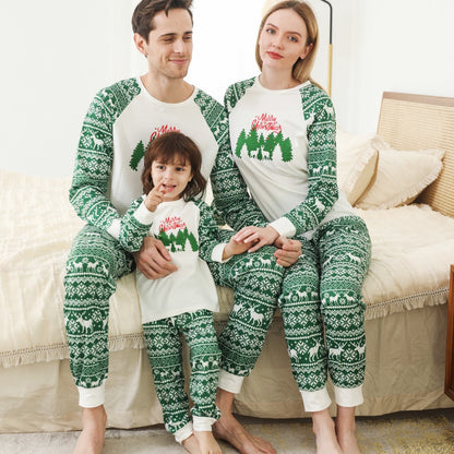 Family matching cotton blend holiday pajamas set for parents and kids, comfortable loungewear