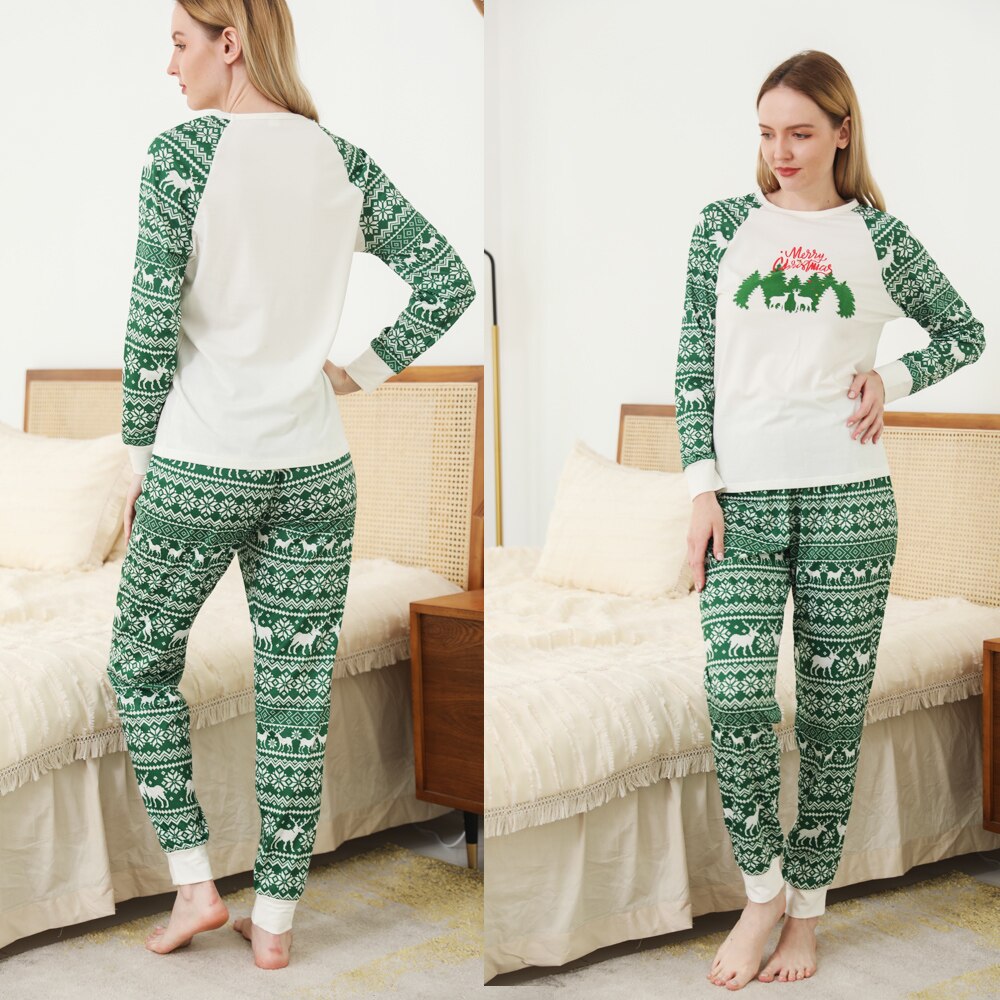 Family matching loungewear set, comfortable cotton blend pajamas for parents and kids, holiday ready