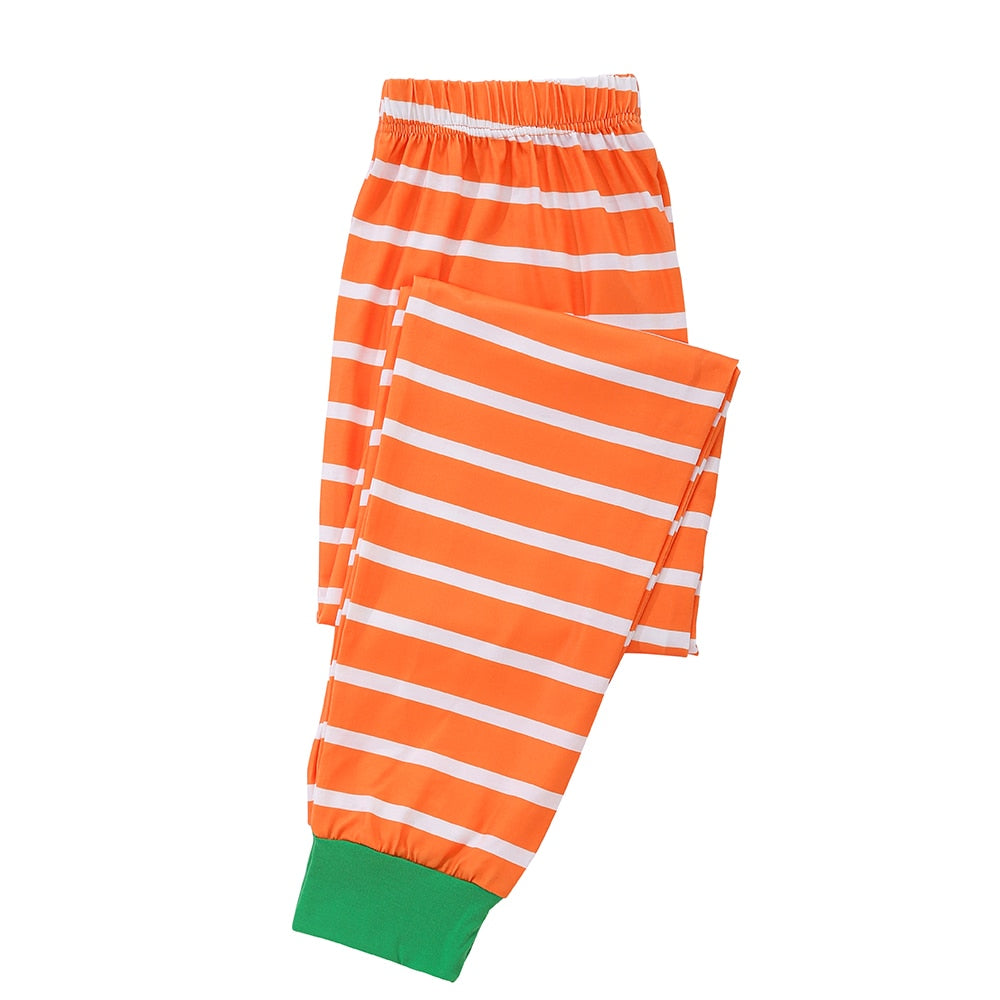 Cozy family halloween pajamas, striped cartoon ghost print, matching sets for adults and kids, cotton blend