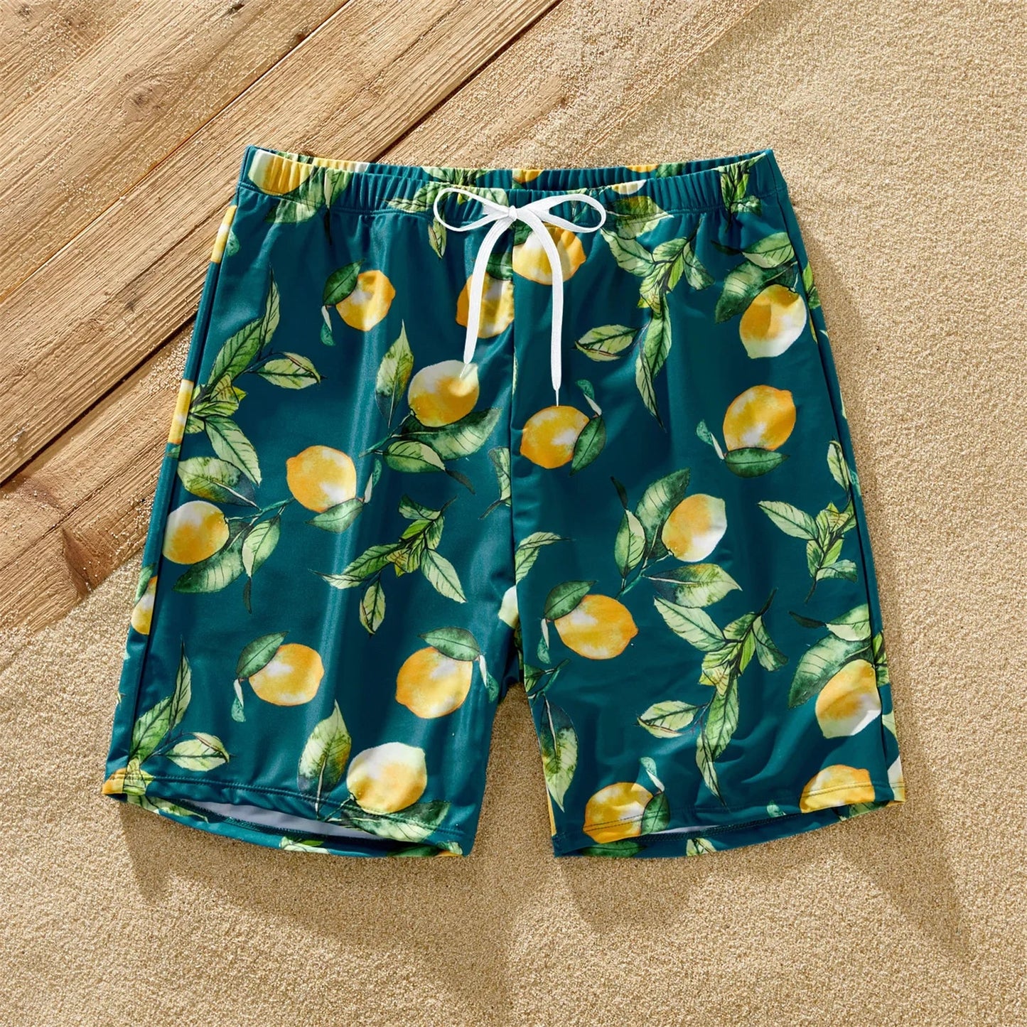 Infant lemon print one-piece swimsuit, cute unisex kids swim attire.