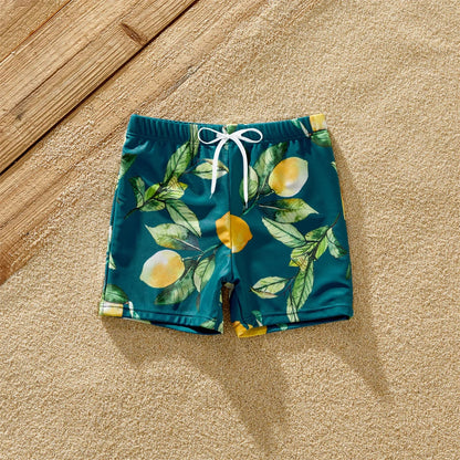 Women's lemon print bikini, stylish and comfortable for beach or pool.