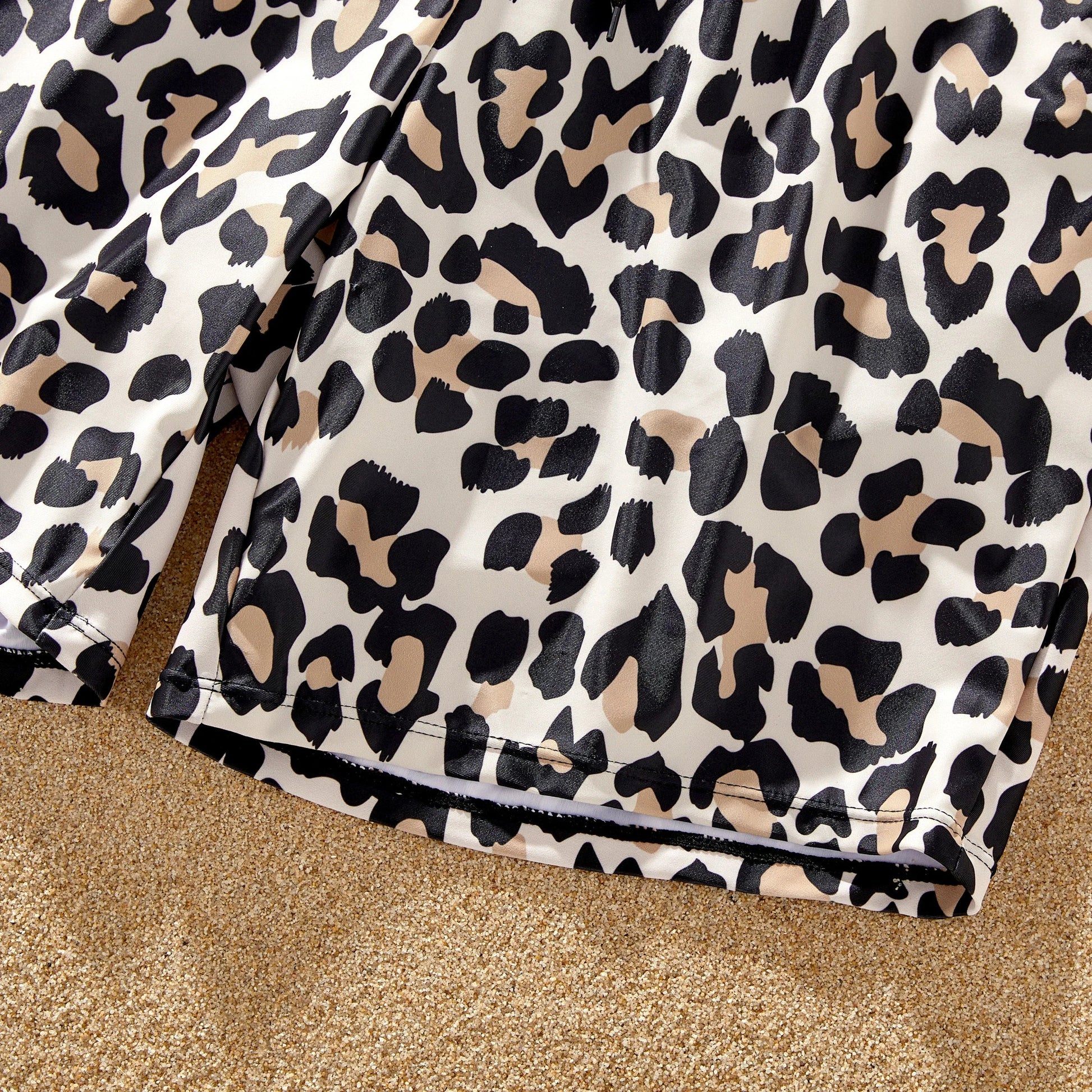 Coordinated leopard print swimwear for families, a chic option for beach and pool