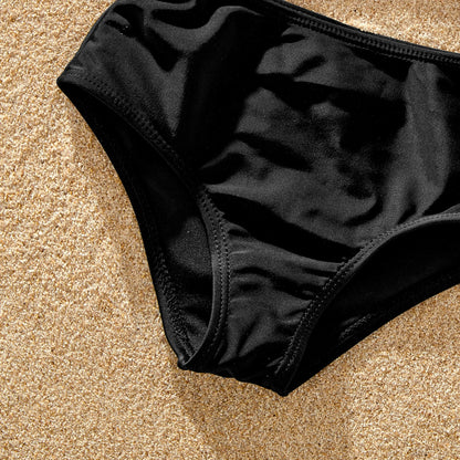 Leopard print matching swimsuits for men, women, and kids, suitable for any vacation