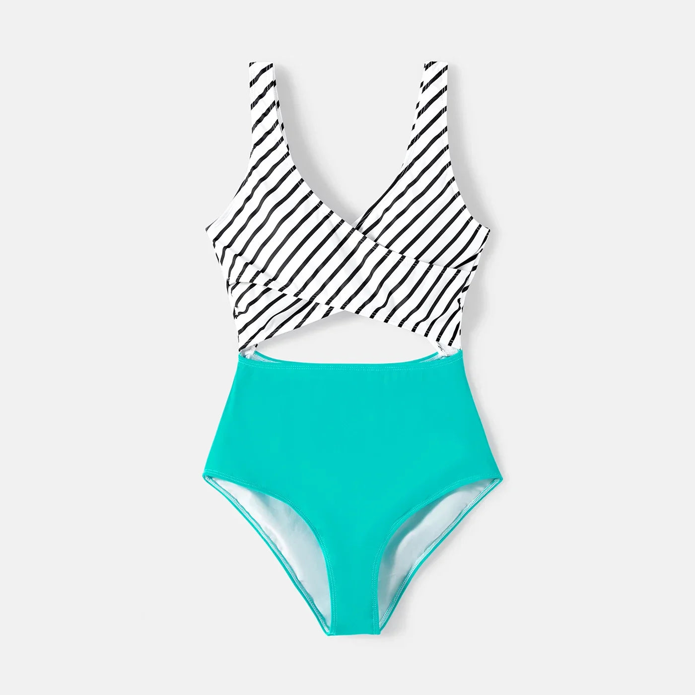 Stylish striped family swimwear, perfect for creating memorable summer vacation photos