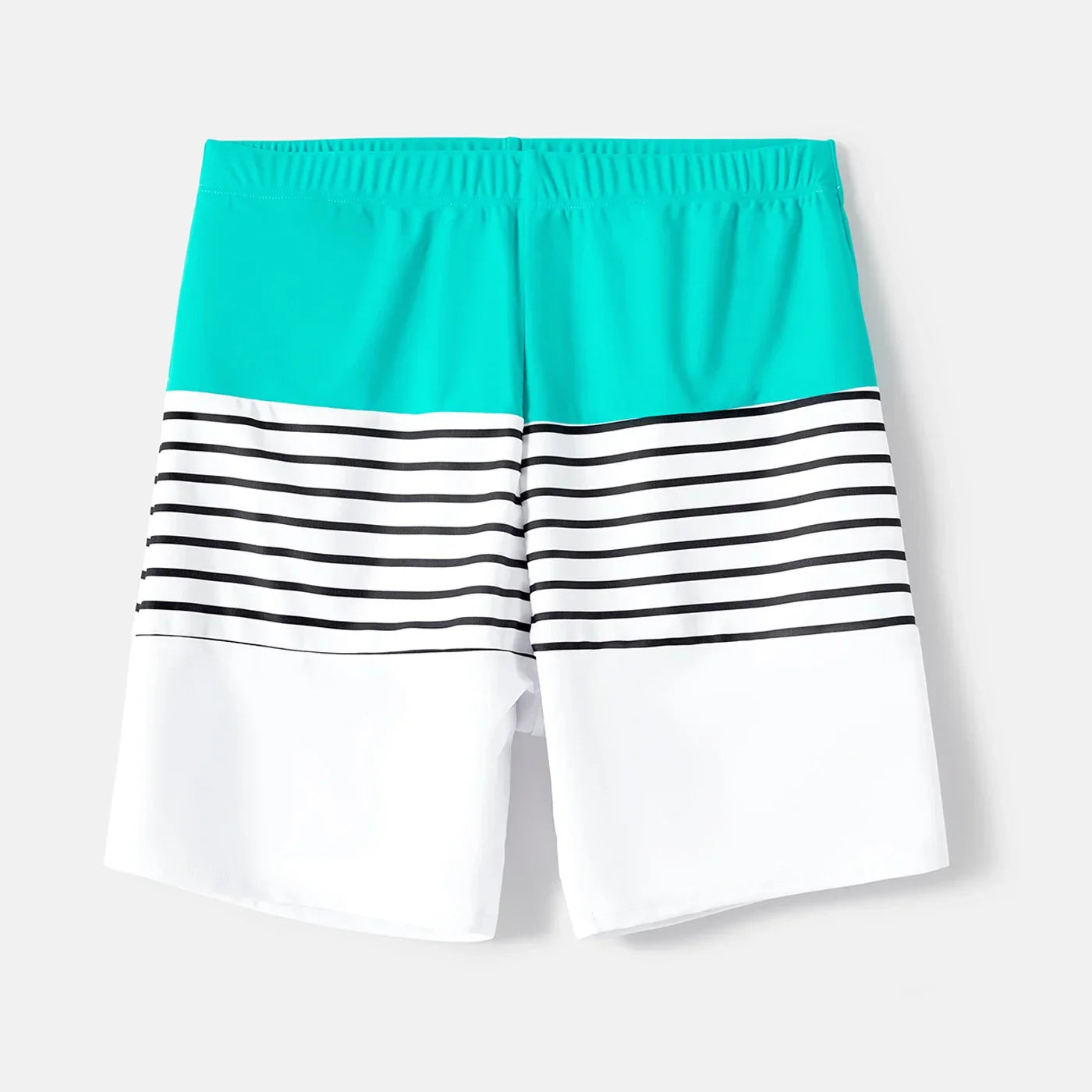 Horizontal striped family swimwear collection, versatile for various summer events