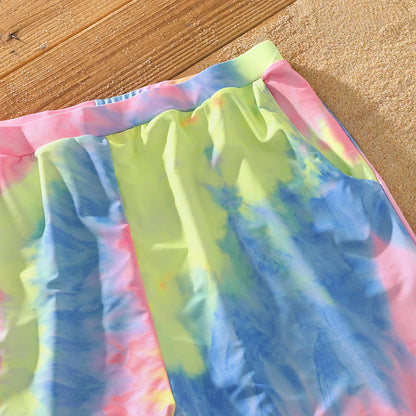 Summer fashion family matching V-neck tie-dye swimsuits, great for holidays