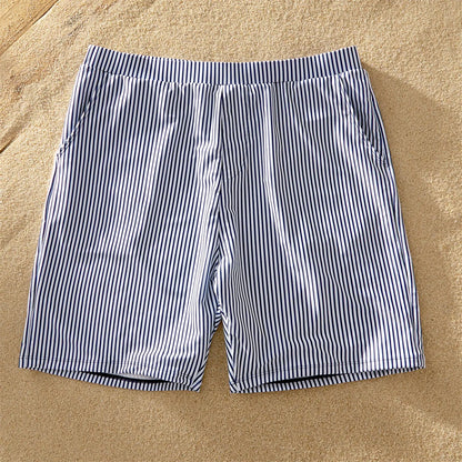 Men's quick-dry striped swim trunks, matching family swimwear for summer vacation