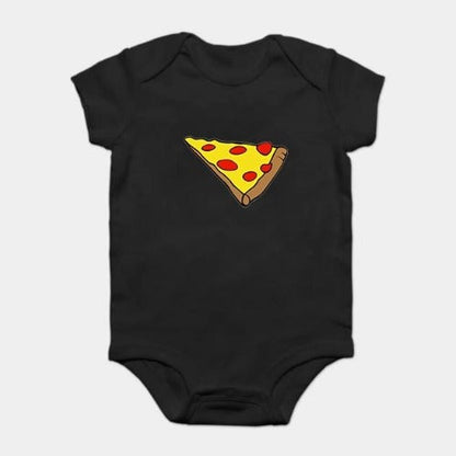 Diverse family smiling while wearing fun pizza graphic matching t-shirts, perfect for family photos.