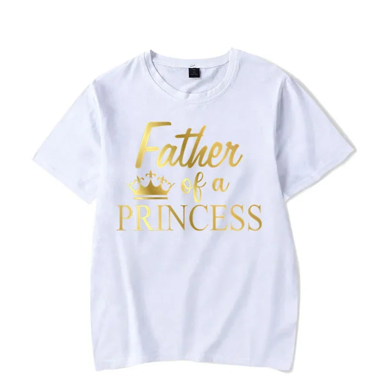 Close-up of 'Princess' t-shirt for daughter, part of a family matching set with dad.