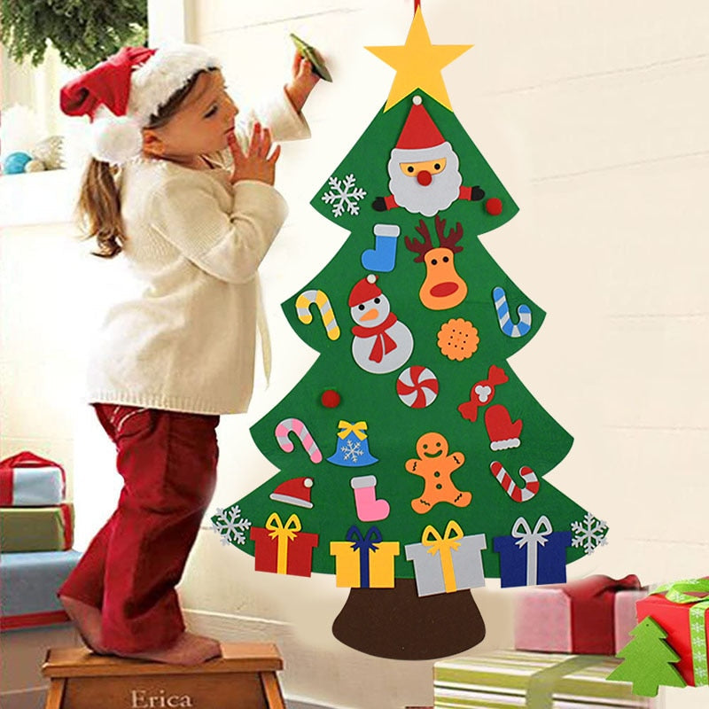 Felt DIY Christmas Tree Set for kids, educational holiday decor with ornaments, interactive