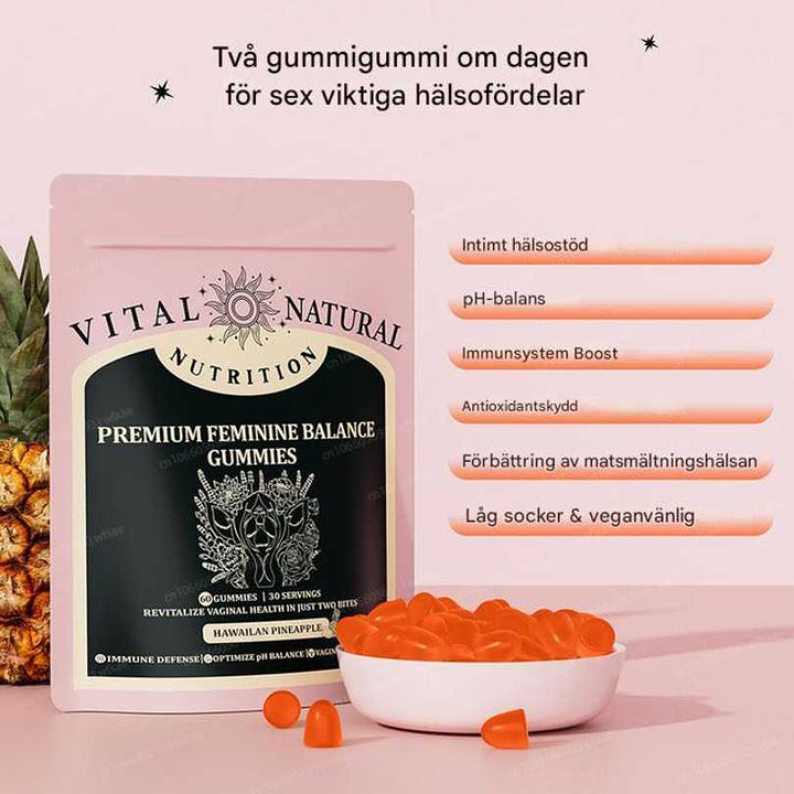 Natural pineapple gummies to support feminine freshness, pH balance, and overall intimate health.