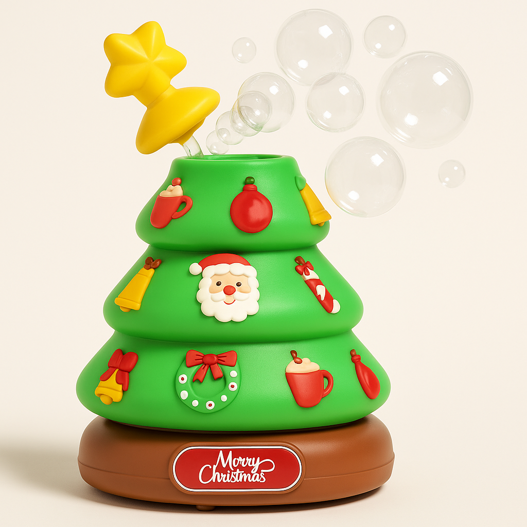 Festive Musical Bubble Machine Christmas Tree Decoration for kids, holiday decor, USB powered fun