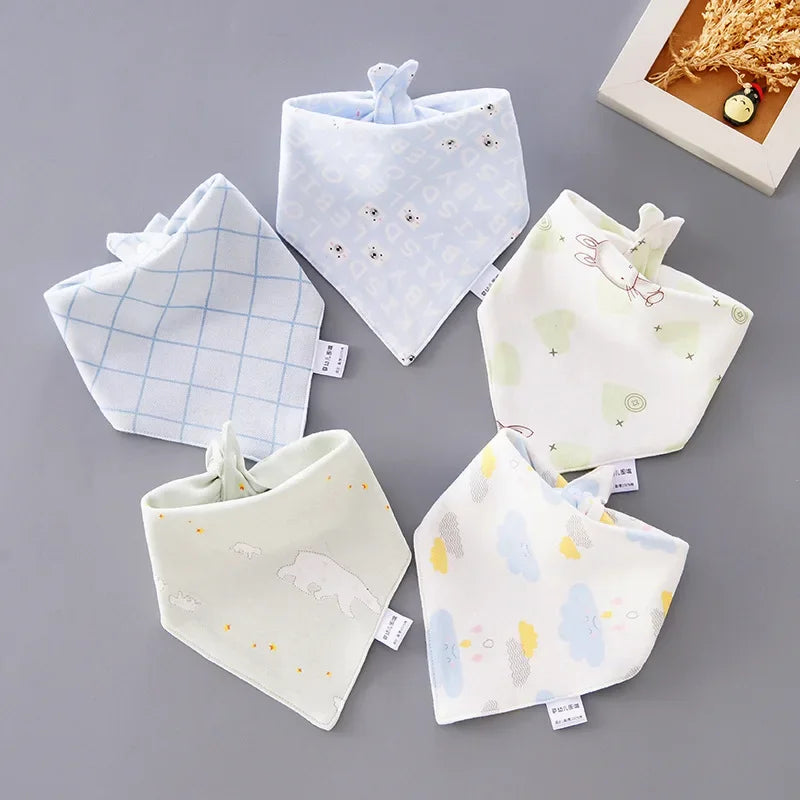 Collection of unisex cartoon cotton bibs, designed for messy feedings and drooly moments