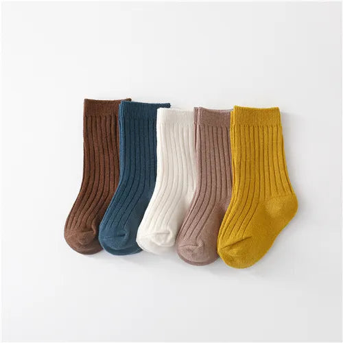 Brightly colored cotton blend children's socks, a 5-pair pack for everyday comfort.