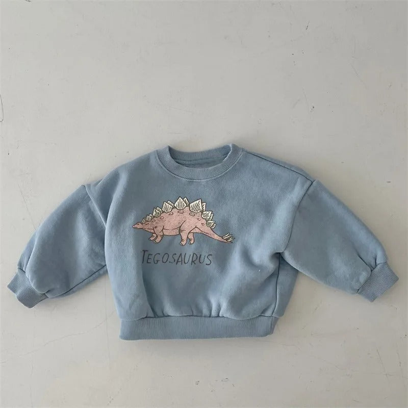Soft cotton dinosaur print hoodie for toddlers, fleece-lined for comfort and winter warmth