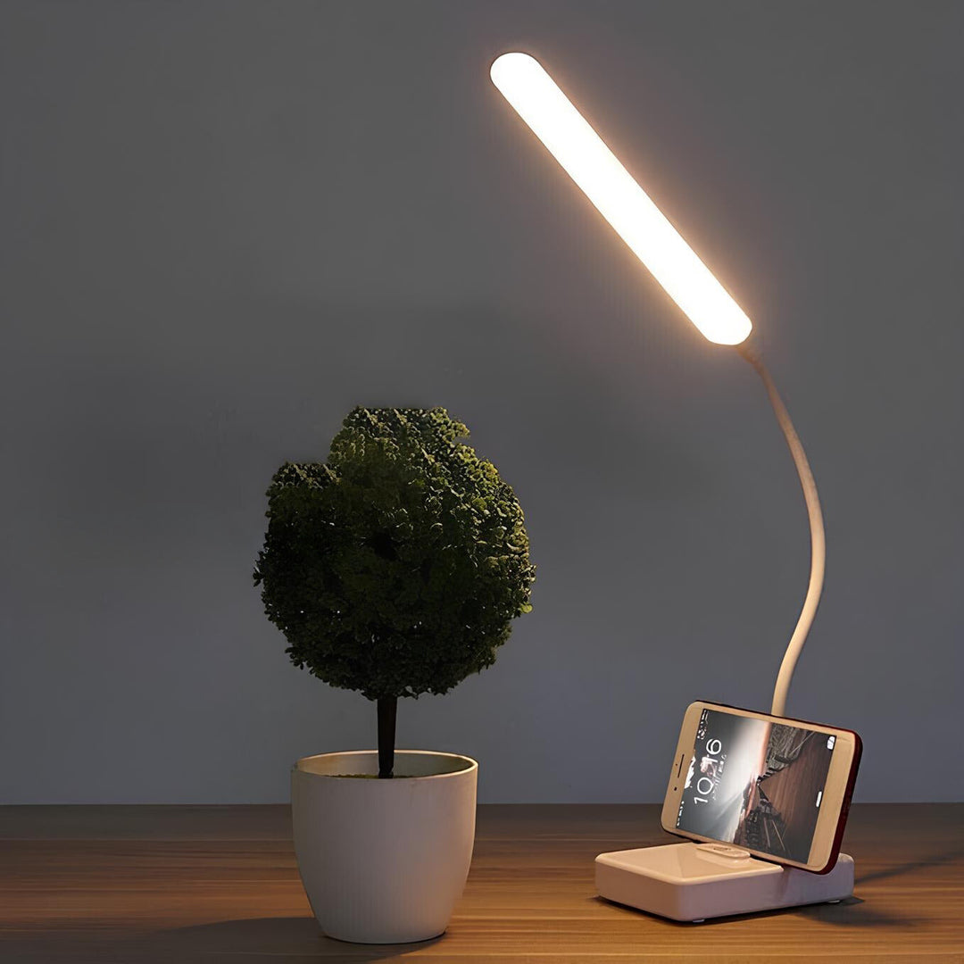Flexible LED desk lamp for home office, reading, and modern workspace lighting.