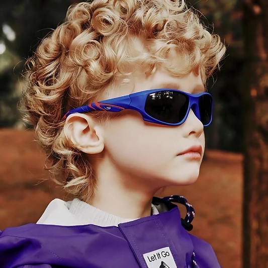 Flexible polarized sports sunglasses for active kids, offering UV protection and comfort.