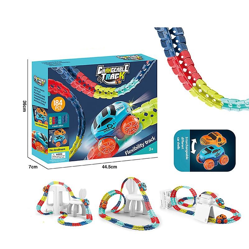Flexible race track set with toy car, ideal for creative play and kids building toy fun