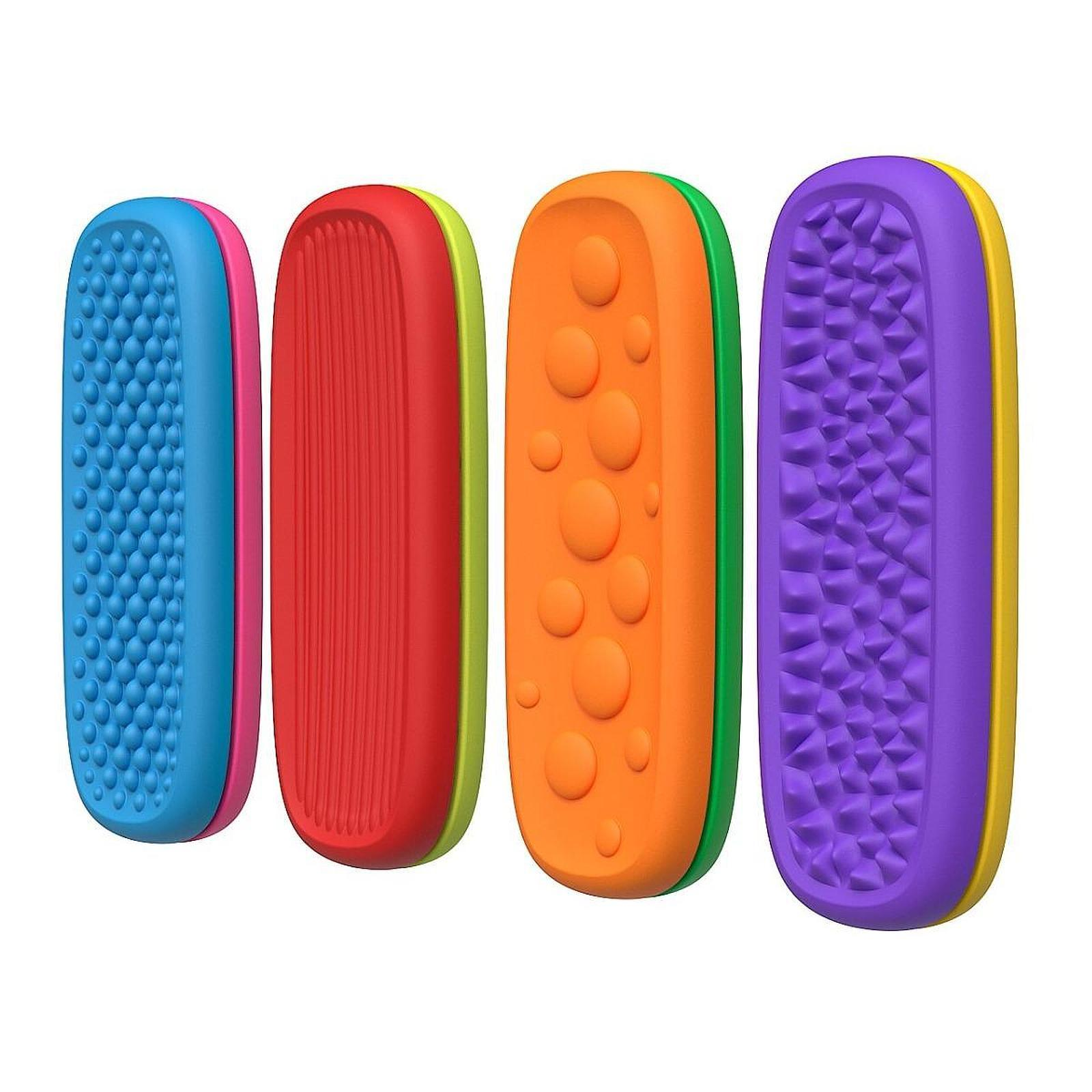 Hand holding a sensory strip, illustrating its flexibility and portability as a calming fidget tool.