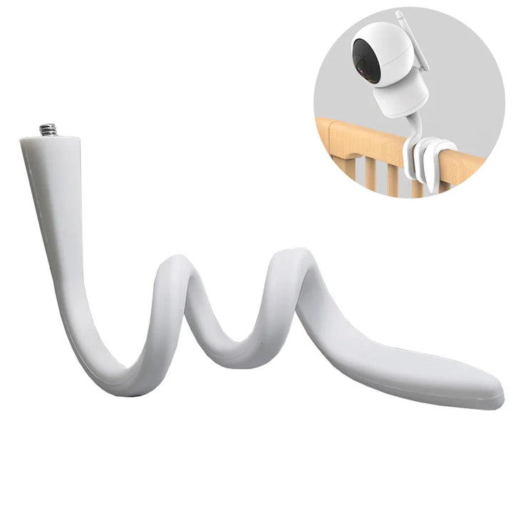 Flexible universal baby monitor camera mount holder for nursery wall, no drill installation.