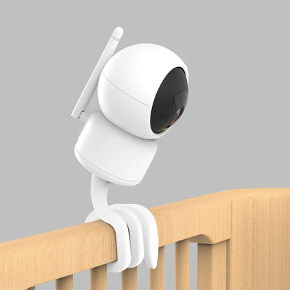 White flexible baby monitor camera holder, ensures a clear, wide-angle view of baby's sleep.