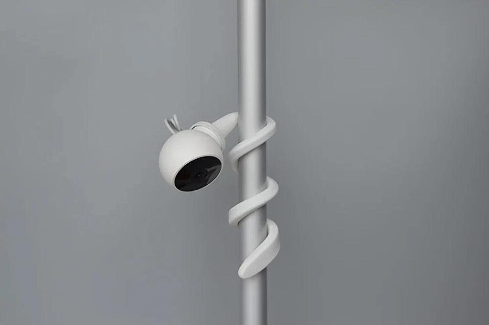 Adjustable flexible baby monitor holder, compatible with most camera brands, nursery essential.