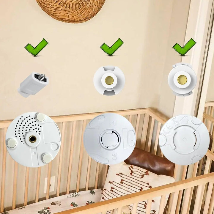 Wall-mounted flexible baby monitor stand, offering a safe and clear view of baby.