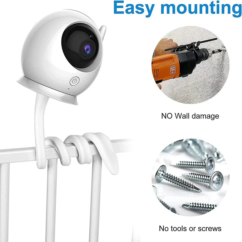 Baby monitor camera mount, highly adjustable for baby safety and peace of mind.