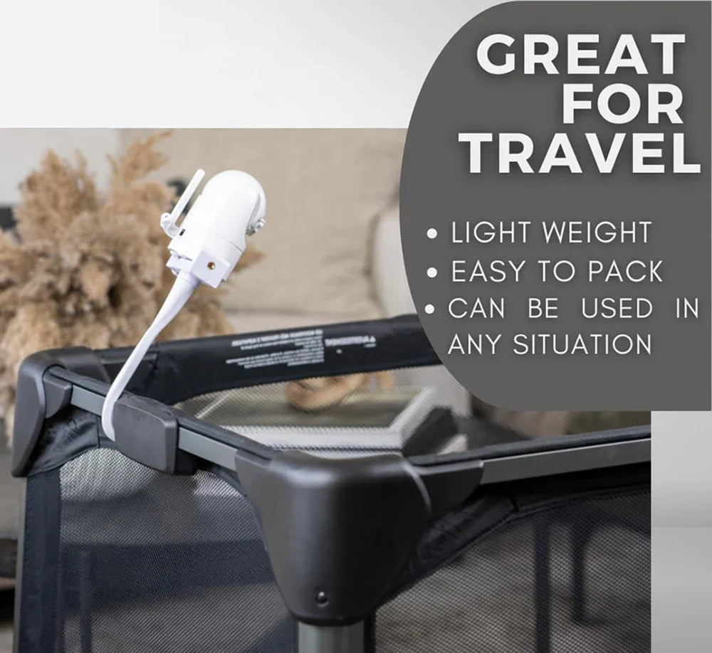 Flexible baby monitor holder, universally compatible, ensuring secure baby monitoring.