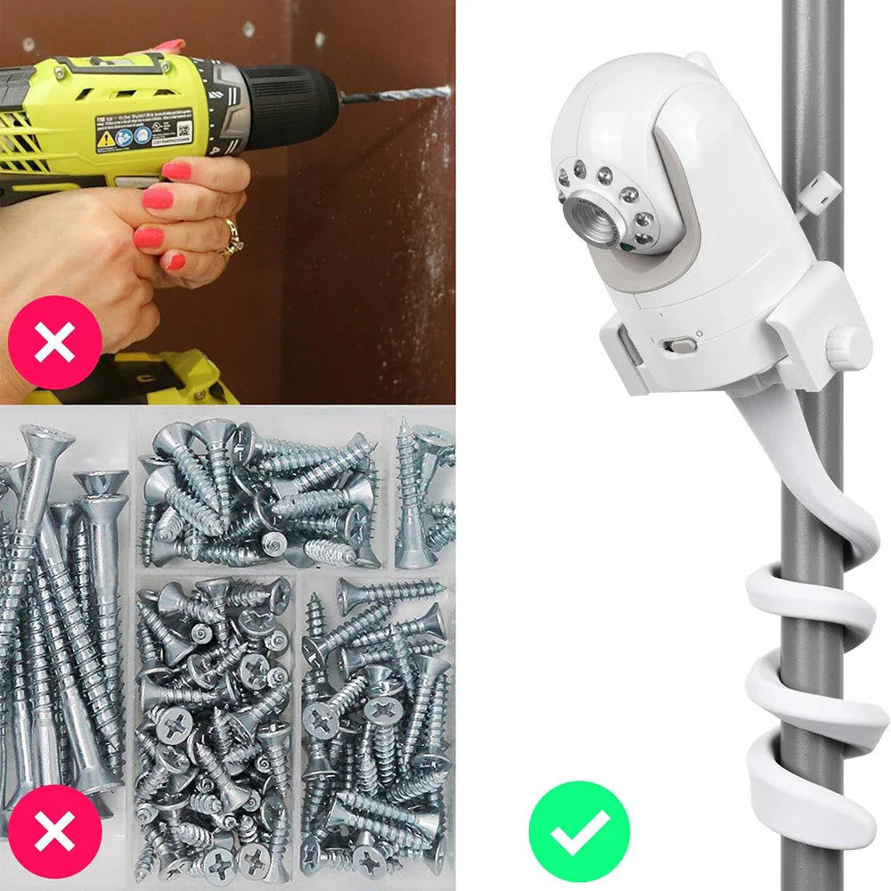 Crib-mountable flexible baby monitor holder, a key nursery safety accessory.