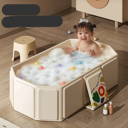 Foldable baby bathtub with digital temperature display, perfect for safe infant and toddler bath time.