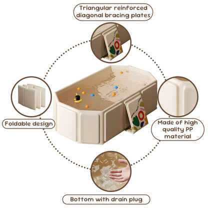 Close-up of the temperature display on the foldable baby bathtub, ensuring optimal bath water warmth.