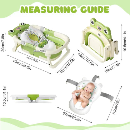 Collapsible baby bathtub with a precise thermometer ensures optimal water temperature