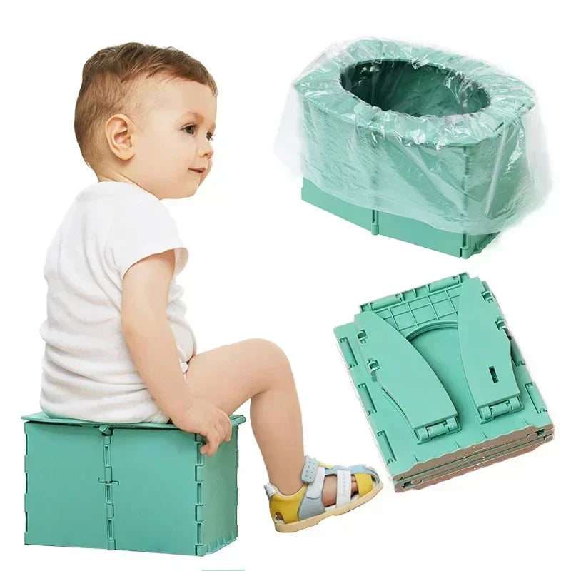 Foldable baby potty seat, ideal for on-the-go potty training and travel, compact design.
