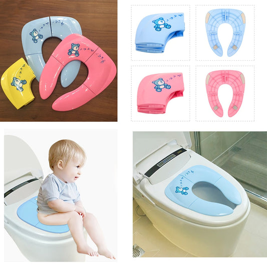 Foldable baby travel potty seat with non-slip base for toddler training