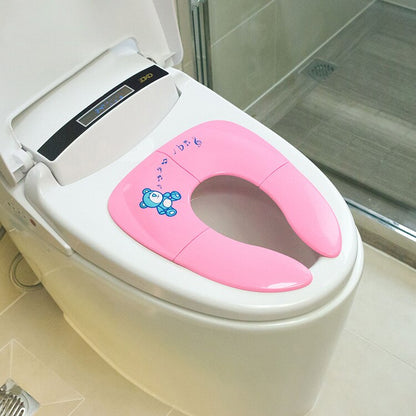 Toddler foldable toilet trainer in a vibrant blue color