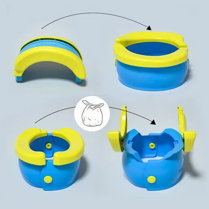 Soft ABS silicone foldable potty seat, portable & safe for kids' toilet training.