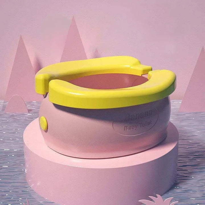 Space-saving foldable portable potty seat for children, essential baby gear for travel & home.